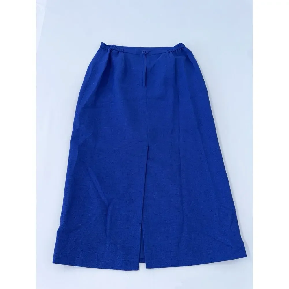 Le Suit Women’s Medium Blue 2 Piece Skirt Suit Short Sleeve Blazer Career